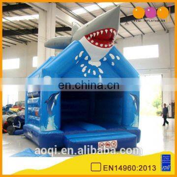 AOQI new design shark model blue inflatable bouncer for kids for sale