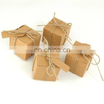 wedding favor gift boxes jute with rope wedding candy box