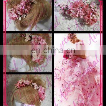 Aidocrystal pink hari flower crown, Rustic wedding hair accessories, Bridal headpiece, Floral headband