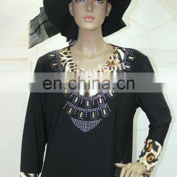 Exquiaite Leopard Print Dubai Black Abaya Fancy Dress Moroccan Style Abaya photo-2