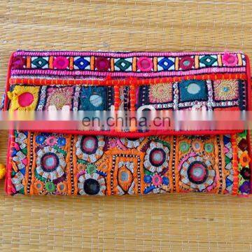 Gujarati Handwork clutch - Indian Embroidered Clutch Bag - Traditional Patchwork Clutch