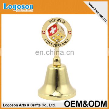 Custom dinner bell shiny golden Switzerland spinning dice souvenir bell