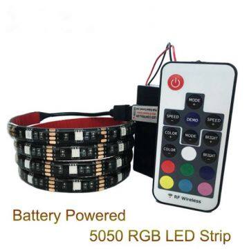 Battery powered 5050 RGB LED Strip Light RGB 1M , IP20 / IP65 with mini 3keys RGB controller / 17Keys RGB remote control