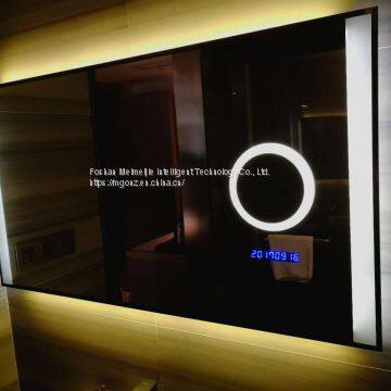 Custom Hotel Bathroom Mirror Plus Magnifying Glass Time Temperature Function Mirror Anti-fog Smart Mirror photo-2