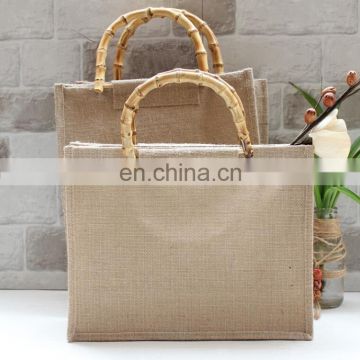 Customized Bamboo Handle Bag Jute Bag Manufacturer