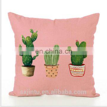 Pink 18 x 18 Inch Plants Linen Cotton Fabric Square Cushion Cover Throw Pillow Case photo-2