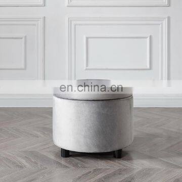 Reatai Modern Round Velvet Foot Stool Storage Chair Bedroom Ottoman Stool Sofa With Storage