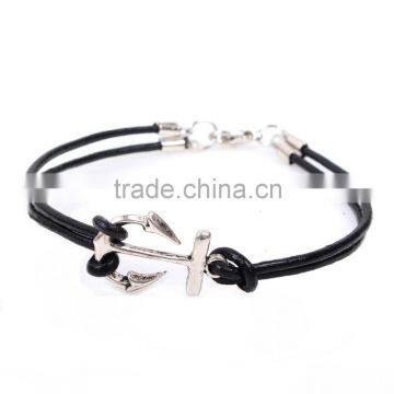 Hot Sale Anchor Zinc Alloy Leather Charm Bracelet Wholesale