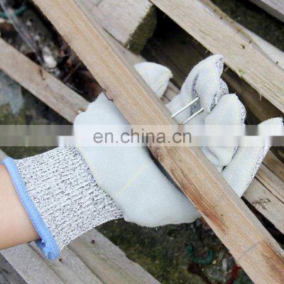 HY Cut Resistant Thick Leather Palm Coated Gloves for Carving