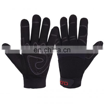 HANDLANDY Black Firm Grip Synthetic leather palm Silicone Anti slip Construction Mechanic gloves Safety In Stock