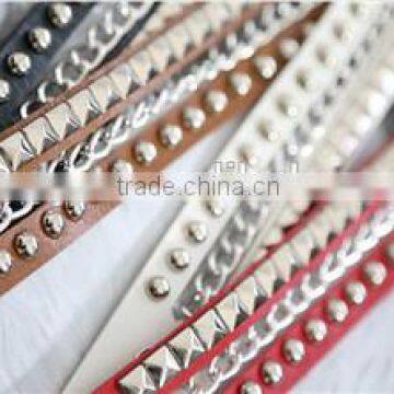 New Style Broader Real Leather Steampunk Decorative Studs Rivet Men Bracelets for Couples photo-6