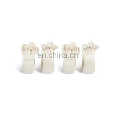 Unique Succulent Glossy White Ceramic Stoneware Napkin Rings