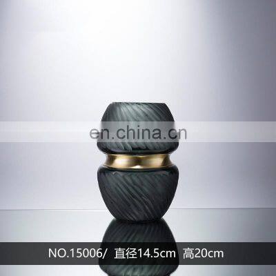 Luxury Home Decoration And Garden Flower Grey Gilded Glass Bottle Vase For Home Decor photo-4