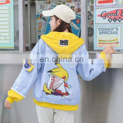 Wholesale New Cartoon Print Student Denim Jacket Female Temperament Casual Jacket Student Spring and Autumn Jacket photo-4