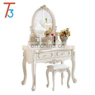 Custom Wood Furniture Vanity Dressing Table White Makeup Tocador Dresser With Mirror