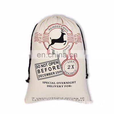 2021 Hot Selling Christmas Sack Canva Bag Cotton Drawstring With Customized Logo Sublimation Blank Christmas Santa Gift Bag photo-5