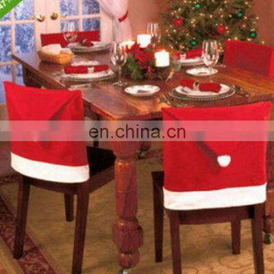 Custom Label Cute Hat Shape Red Removable Dining Safe New Arrival White Christmas Covers Chair