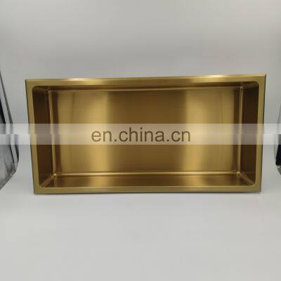 Stainless Steel Single and Double Black Gold White Brushed Nickel Bathroom Wall Metal Recess Shower Niche Shelf photo-5