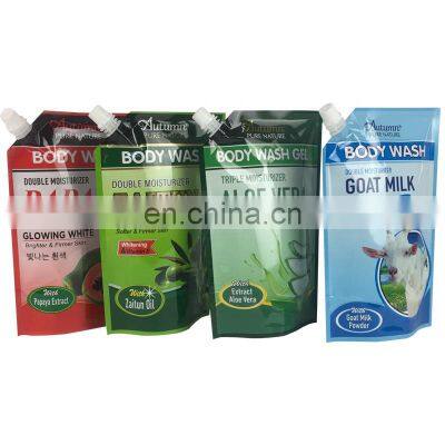 500ml 1000ml milk liquid cream skincare pouch plastic body wash spout packaging bag with different charm