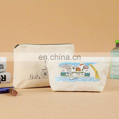 Custom Logo Travel Make Up Makeup Lipstick Zippered Pouch Cotton Canvas Cosmetic Toiletry Bag or Pouch With Zipper photo-2