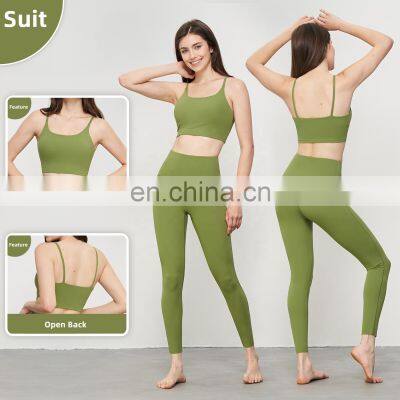 2 In 1 Piece Sling Straps Recycled Sports Bras High Quality Quick Dry Women Yoga Crop Tops photo-4