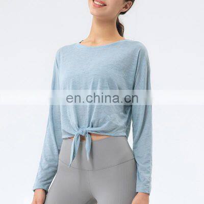 Ready to Ship Women Long Sleeve Tees Sportswear Workout Gym Clothing Fitness Yoga Shirts & Tops for Adults photo-5