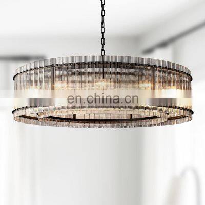 Modern Industrial Style Rivet Crystal Piece Chandelier Lighting Fixture for Living Room Kitchen Island Dining Room Foyer Lobby