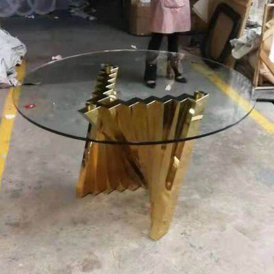 12mm tempered glass stainless steel dining table base round table