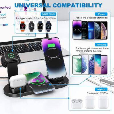 Multifunctional Wireless Phone Charger Type c Fast Charger Wireless 6 in 1 Wireless Charging Station photo-5