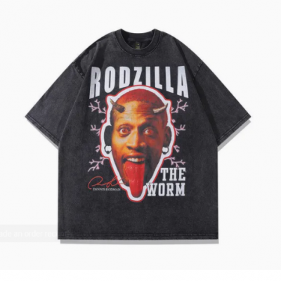 Hip-Hop Cotton Washed High Street Basketball Old Retro T-Shirt Oversized Half-Sleeve Men′s Clothing