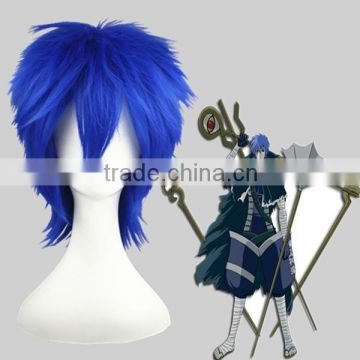 High Quality 35cm Short Straight VOCALOID kaito Wig Blue Synthetic Anime Wig Cosplay Hair Wigs Party Wig