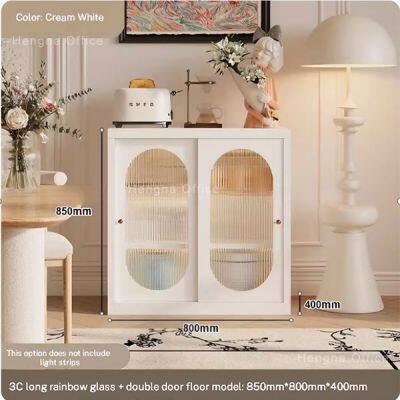 Vintage Metal Glass Bookcase With Curved Glass Door for Study Room | 3C Certified Tempered Glass & Adjustable Shelves photo-4