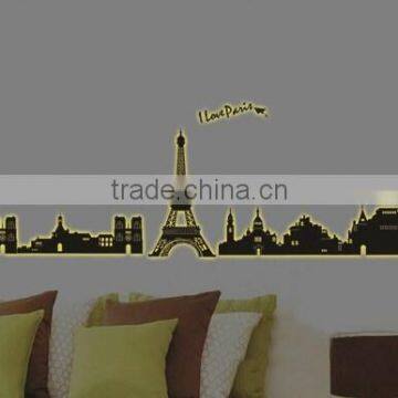 removable glow in dark eiffel tower home decoration wall sticker