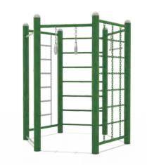 Двухместный тяговый комбинированный тренажер с брусьями