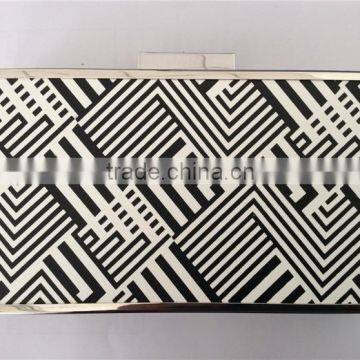 2016 printing pattern pu clutch metal case evening handbags