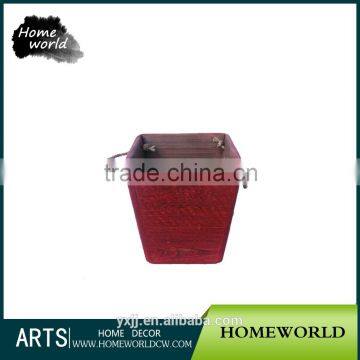 Mini Desktop Decoration Wooden Succulent Flower Planter Bucket with Rope Handle