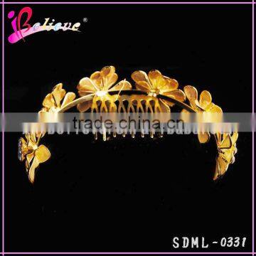Luxury Diamond Gold Flower Headband, Flower Headband Crown, Headband for Bridal photo-2