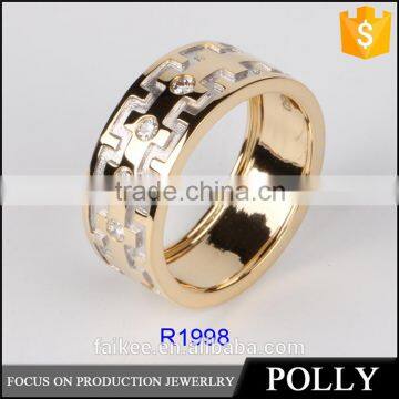 hot sale yellow gold plated AAA Zircon silver man rings