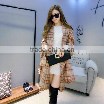 New Fashion Fringed Checked Plaid Acrylic Lady Poncho Shawl photo-4