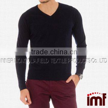 Black V-Neck Cashmere Blend Mens Sweater