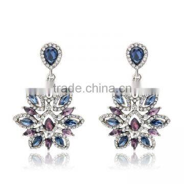 New Charm Fashion Crystal Rhinestone Water Drop Leaf Flower Dangle Drop Earrings photo-2