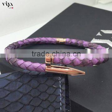 Top Designer Nail Design Bracelet With Real Python Skin Cover photo-3