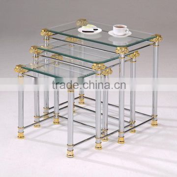 Modern Coffee Table/Metal Golden Glass Nesting Table