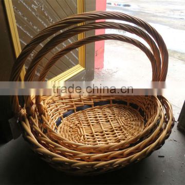 Figure handmade woven willow basket with handle for sale