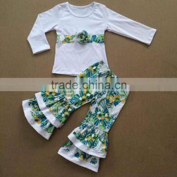 High quality girls outfit baby fall clothing floral baby girl boutique outfit