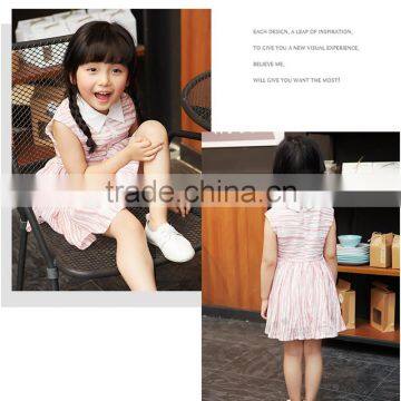 pleated casual children girl dress summer sleeveless baby girl dress OEM service