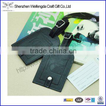 Factory cheap price black travel leather luggage tag