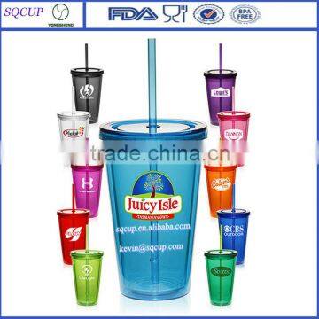 BPA free straw mug and double wall plastic coffee mug or sippy mug