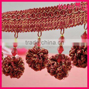 Custom bright-colored beaded tassel fringe for curtain WTP-1292