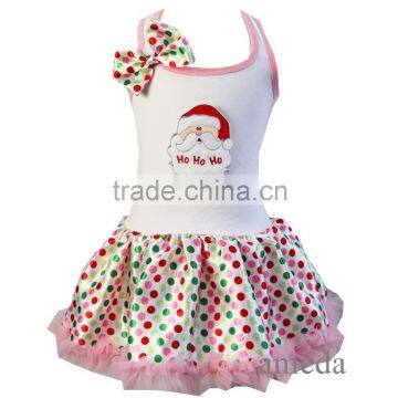 Baby Xmas Santa HoHoHo Colorful Polka Dots Petti Pettiskirt Tutu Party Dress